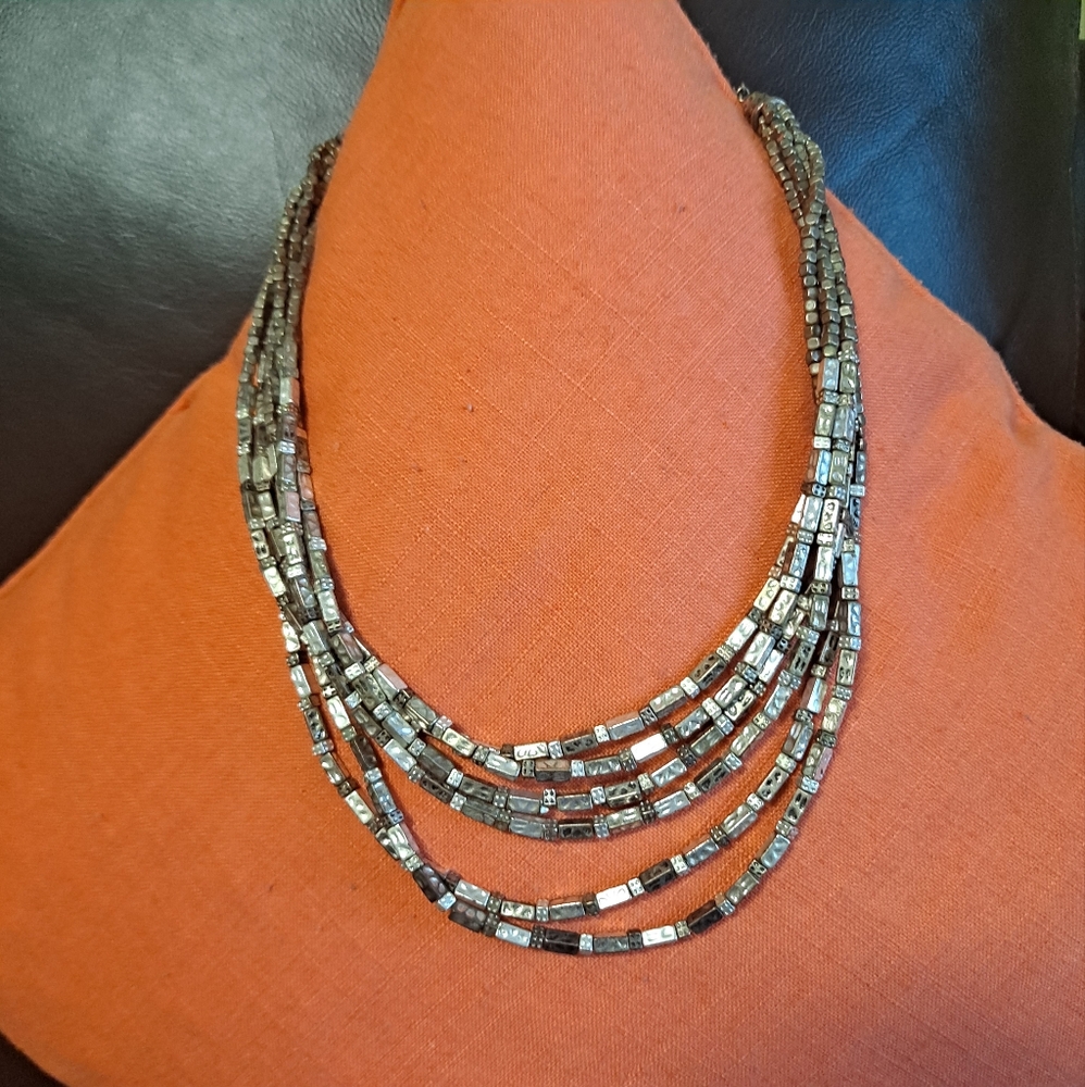Chico’s 6 Strand Silver Tone Necklace